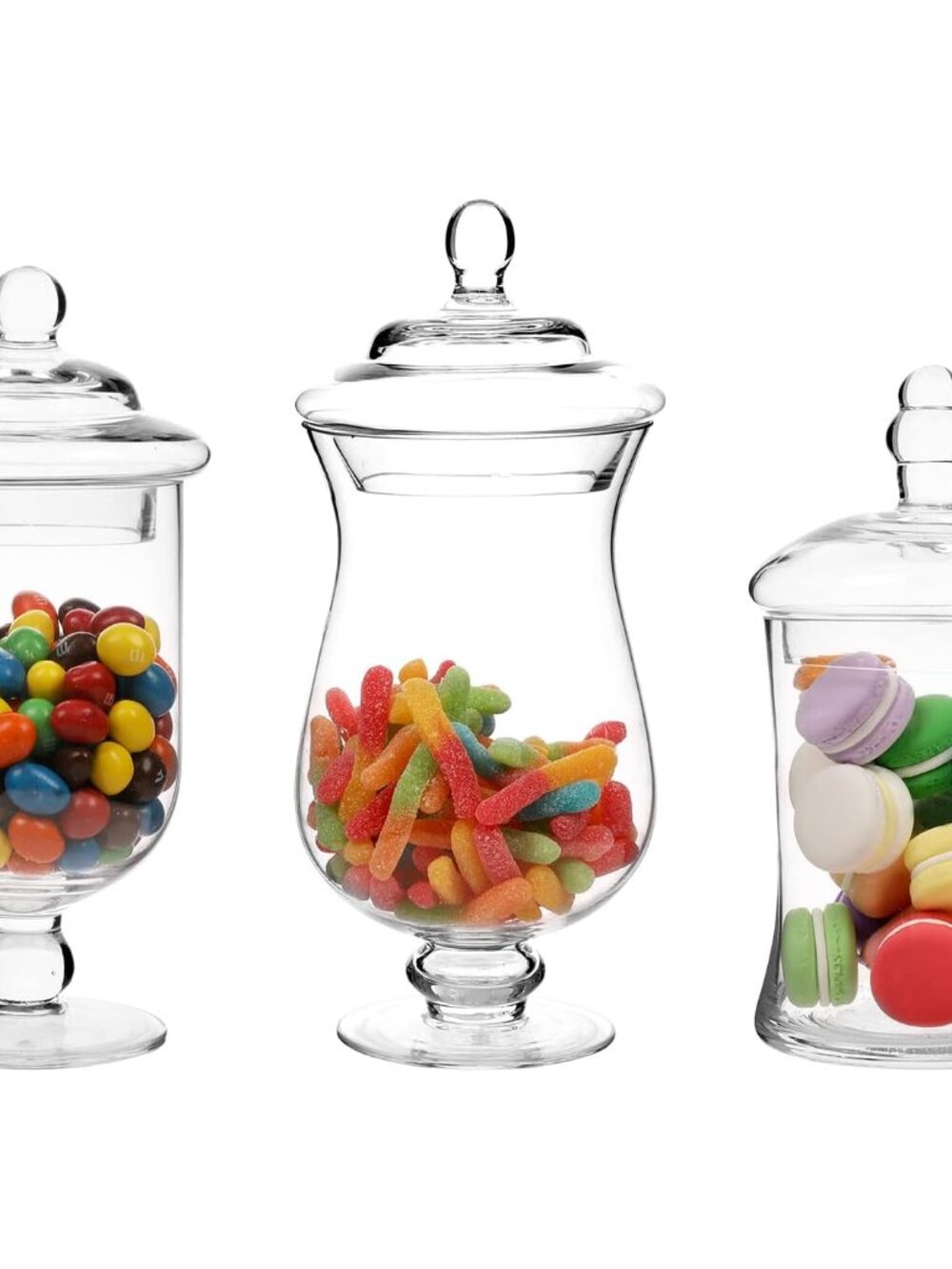 Clear Glass Apothecary Jars With Lid Footed Vase Set of 3